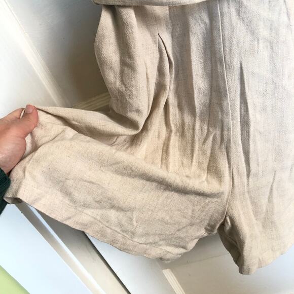 London Times Linen Blend Sleeveless Romper Tortoise Rings Belted M Quiet Luxury - Picture 5 of 10